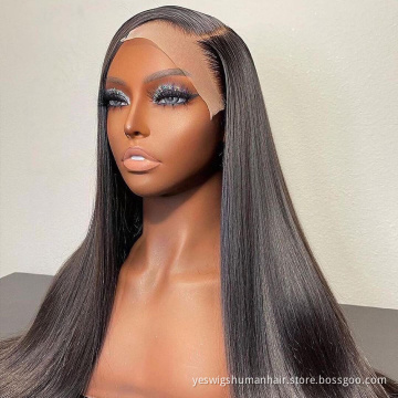 Yeswigs 180% Density Full Hd Lace Front Wig Peruvian Cuticle Aligned Virgin Human Hair Straight Lace Closure Wig For Black Women